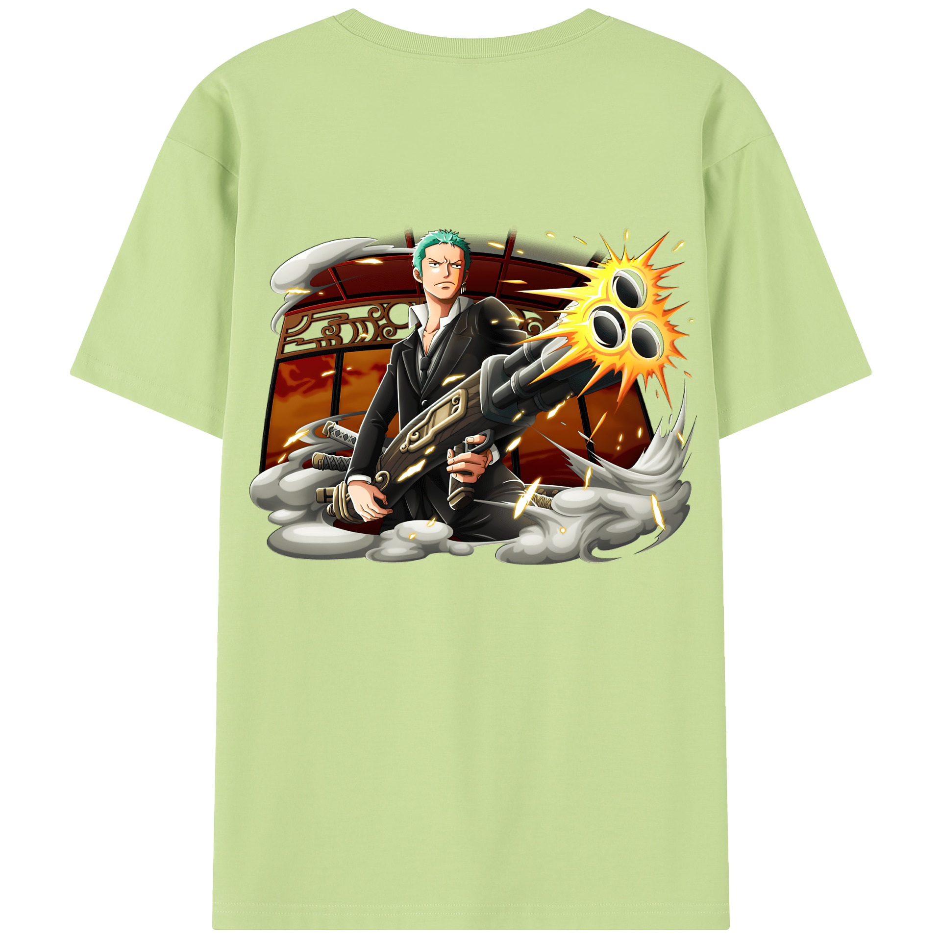 ワンピース ロロノア・ゾロ ONE PIECE Roronoa Zoro 綿100％半袖Tシャツ（背面プリント）